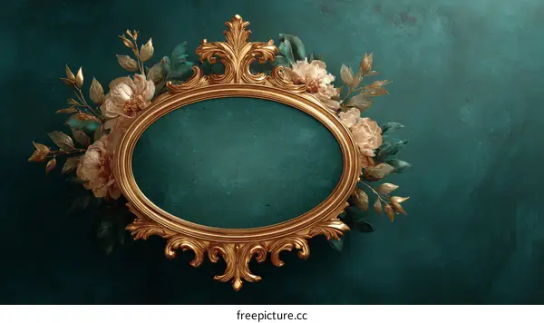 Gold Oval Frame with Floral Decor
