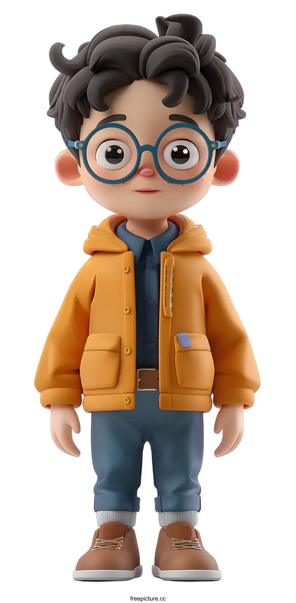 [Transparent Background PNG]3D rendering of a cute cartoon boy