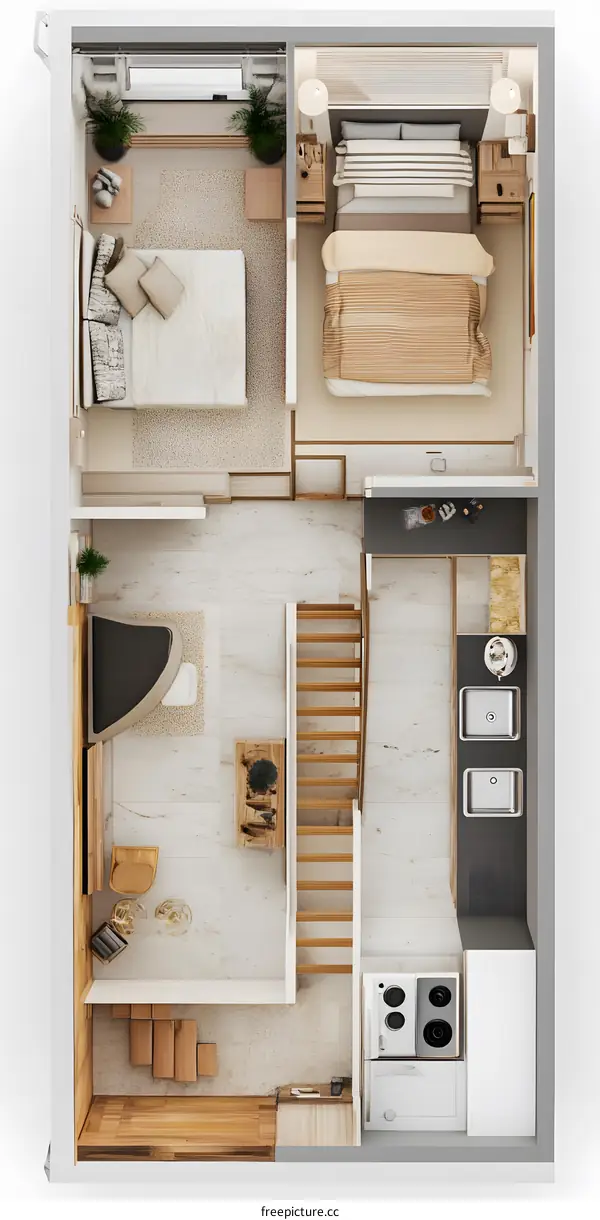 Top View of a Modern House Interior Design