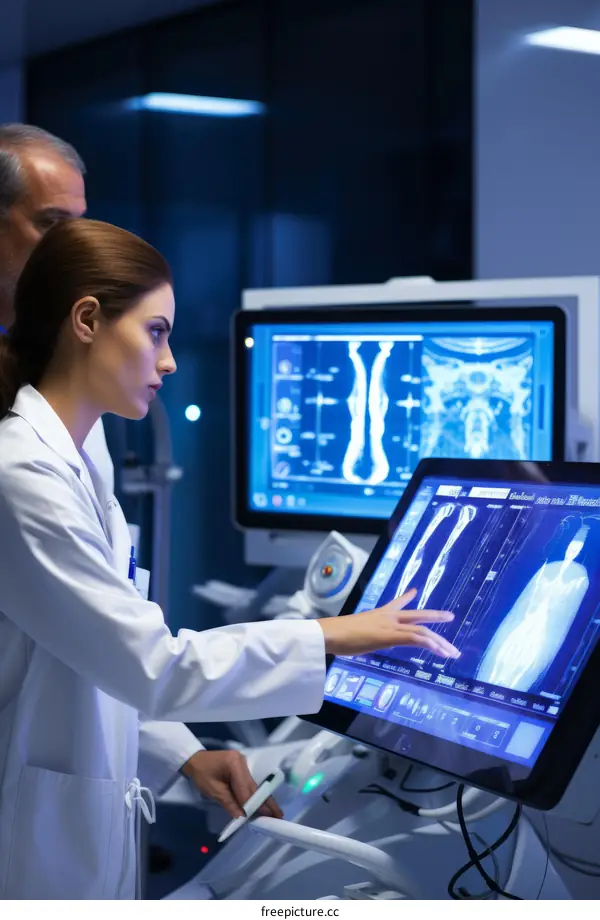 Radiologists analyzing a patient's medical scans