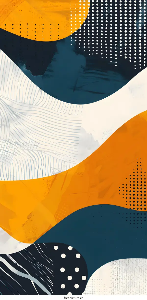 Abstract Art Design with Orange, Blue, and White Colors