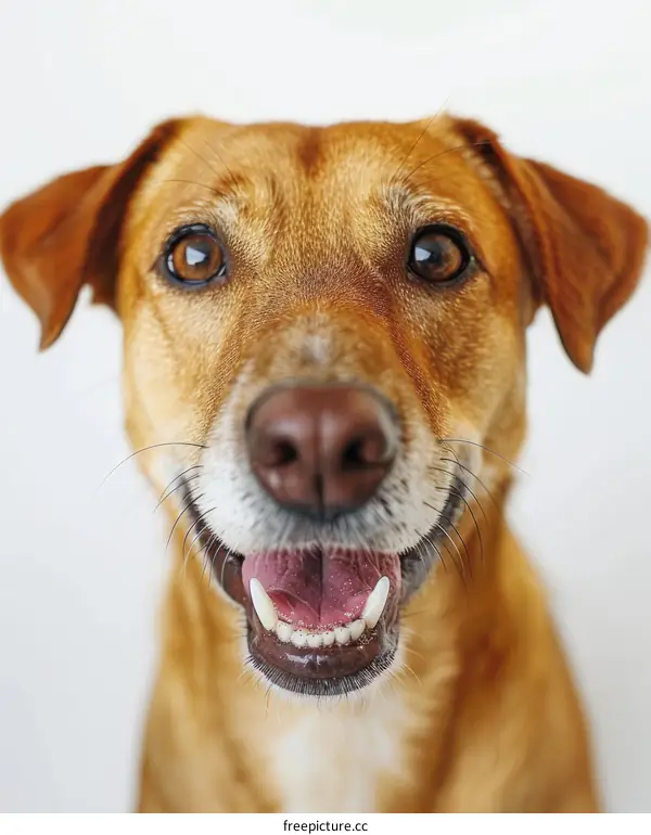A Close-up Portrait of an Adorable Brown Mixed-Breed Dog