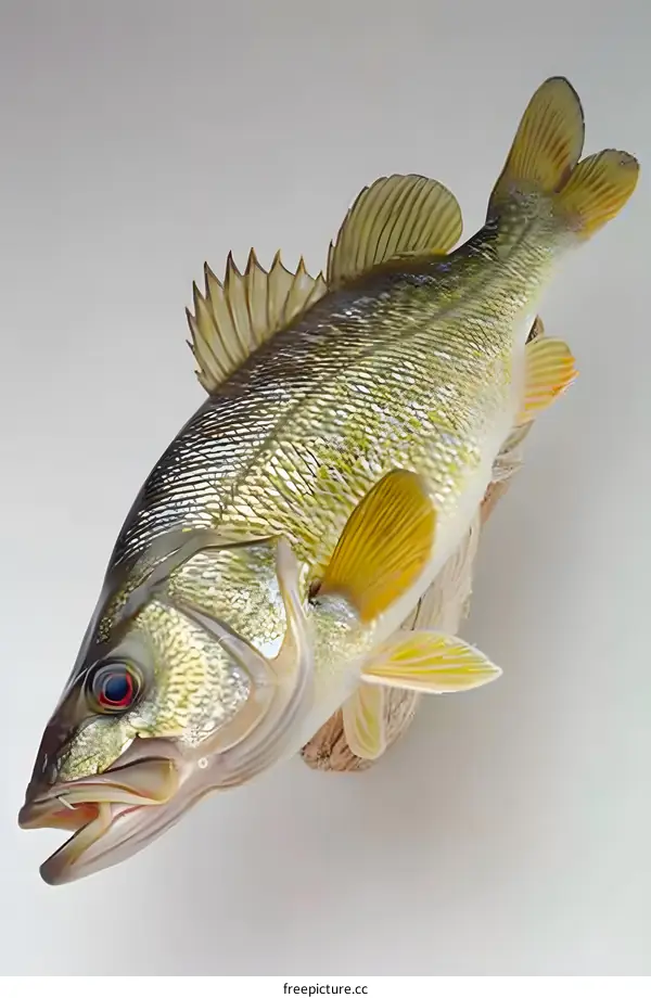 Mounted Bass Fish on White Background