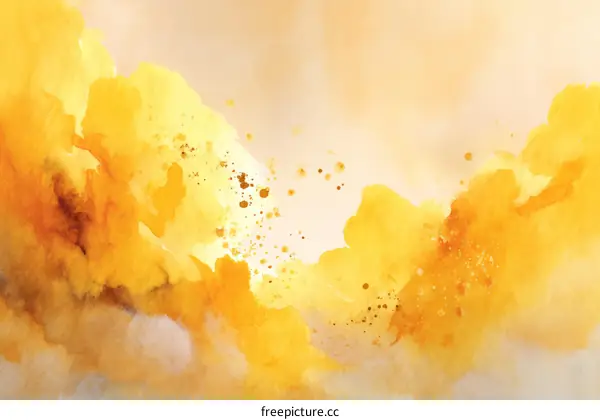 Abstract Watercolor Painting of Yellow and Gold