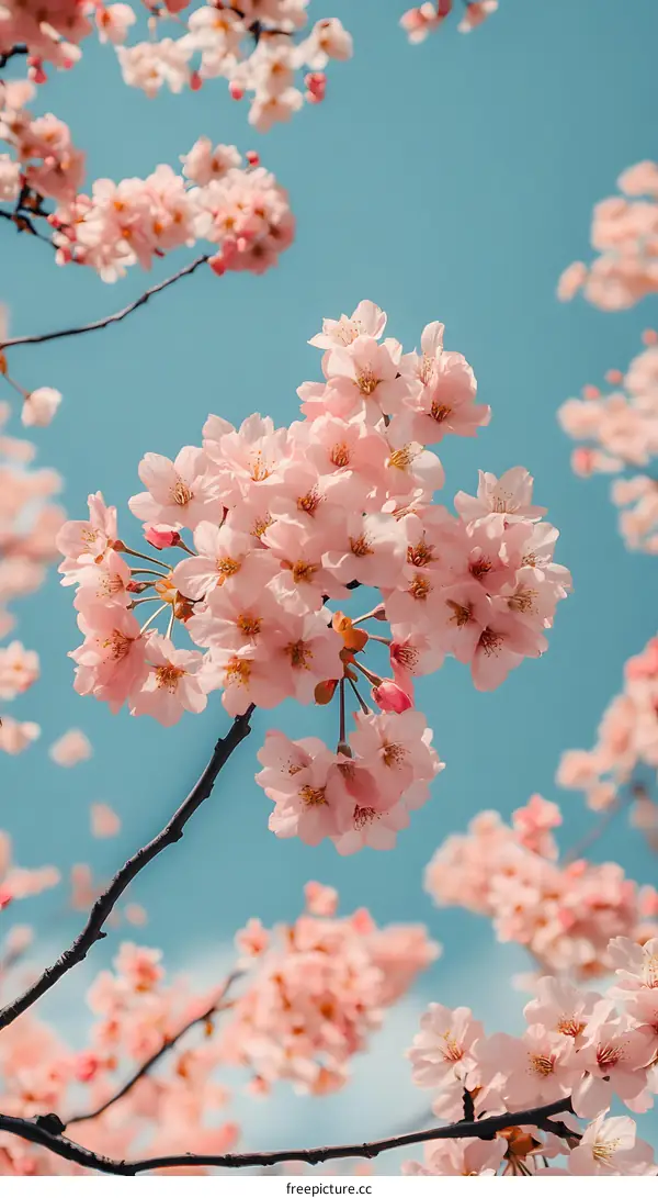 Pink Cherry Blossoms Blooming in Spring