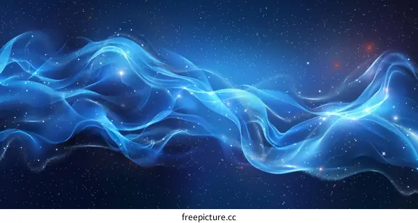 Blue abstract background with a glowing blue wave pattern