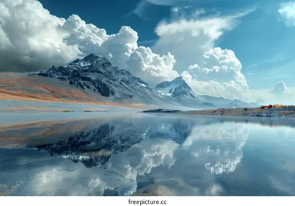 Stunning Mountains and Lake under the Blue Sky