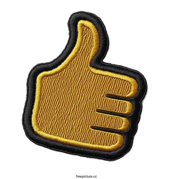 [Transparent Background PNG]Gold Thumbs Up Patch Design