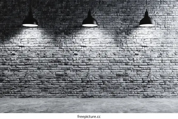 Empty Room with Brick Wall and Pendant Lights