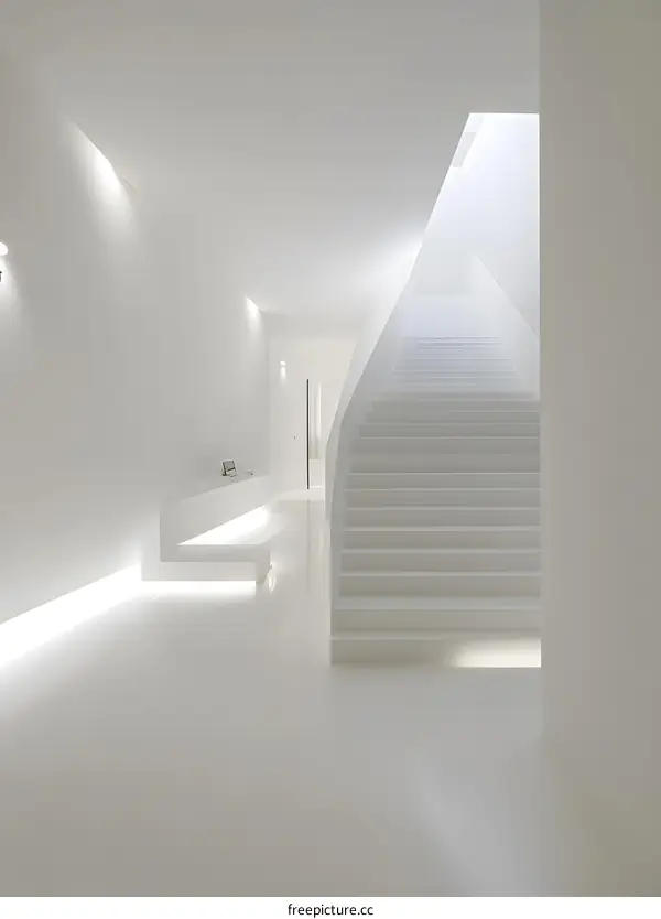 White Modern Interior Design Staircase and Hallway