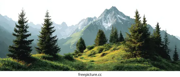 Majestic Mountain Landscape with Evergreen Trees