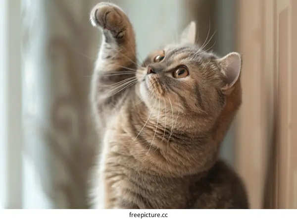 Playful British Shorthair Kitten with String