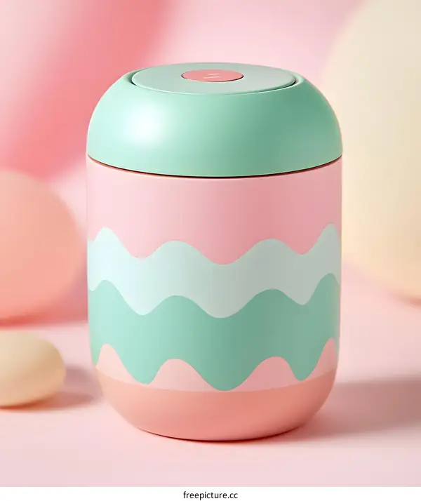 Green and Pink Water Bottle With Wavy Design