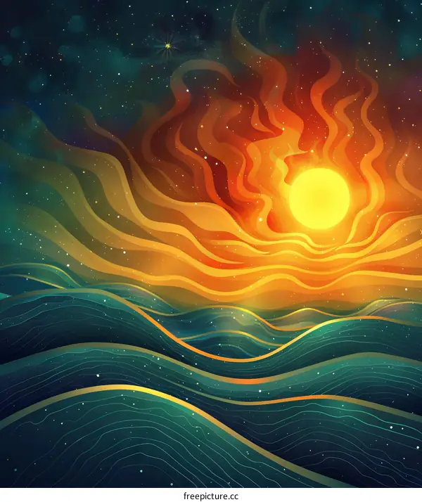 Breathtaking Sunset Over Crashing Waves