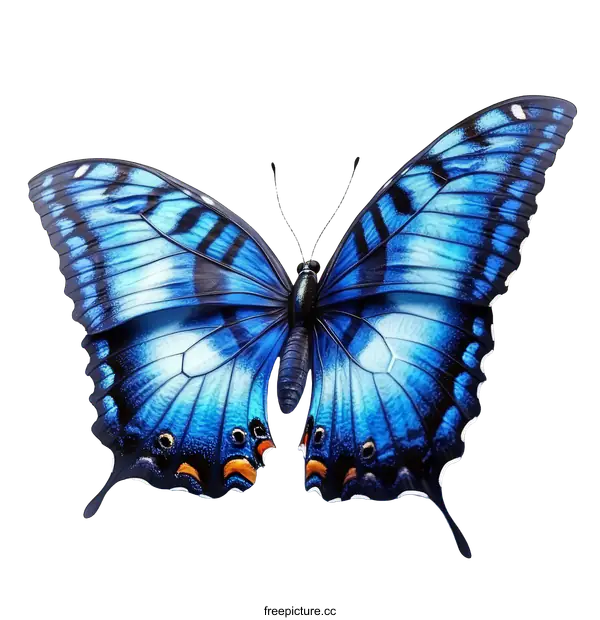 [Transparent Background PNG]Beautiful Blue Butterfly Illustration
