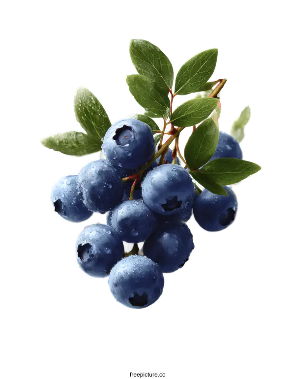 [Transparent Background PNG]Fresh Blueberries with Dew Drops