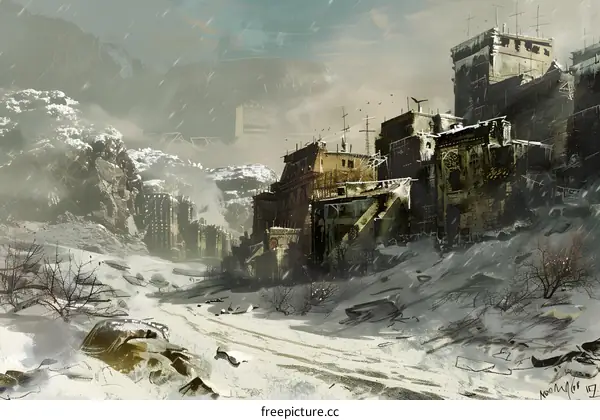 Snowy Ruins of a Post Apocalyptic City