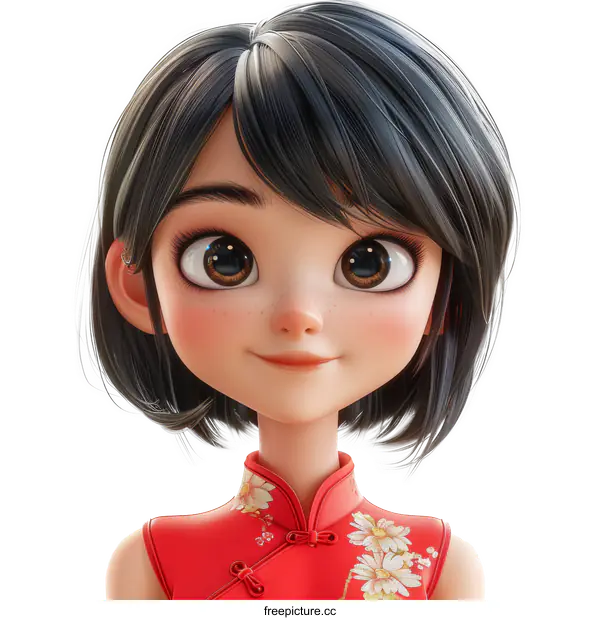 Smiling Chinese Girl in Traditional Dress