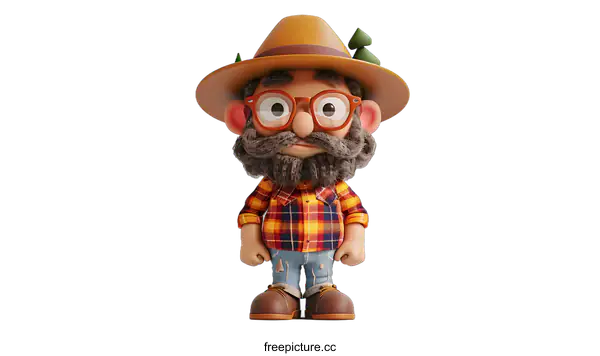 [Transparent Background PNG]3D Cartoon Lumberjack Character Illustration