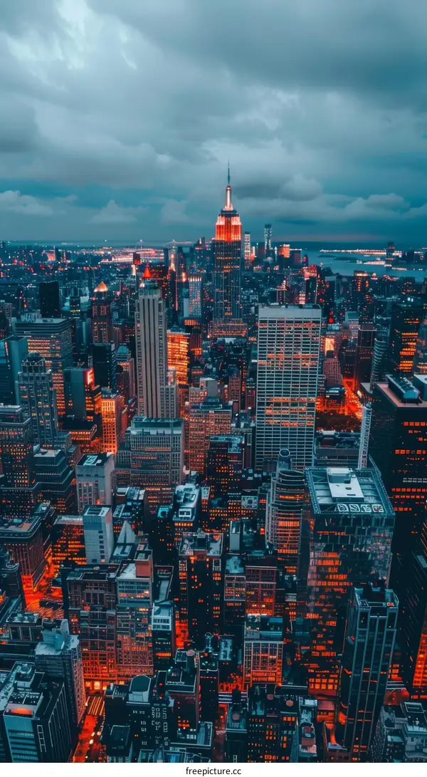 New York City Nightfall with Empire State Building Centerpiece