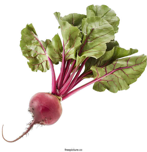 [Transparent Background PNG]Fresh Red Beetroot with Green Leaves Isolated on White Background