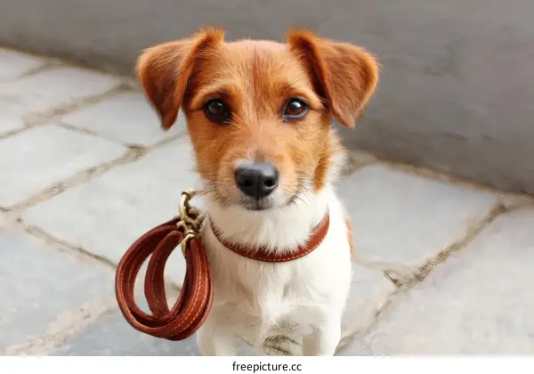 Cute Jack Russell Terrier Dog with a Leather Collar