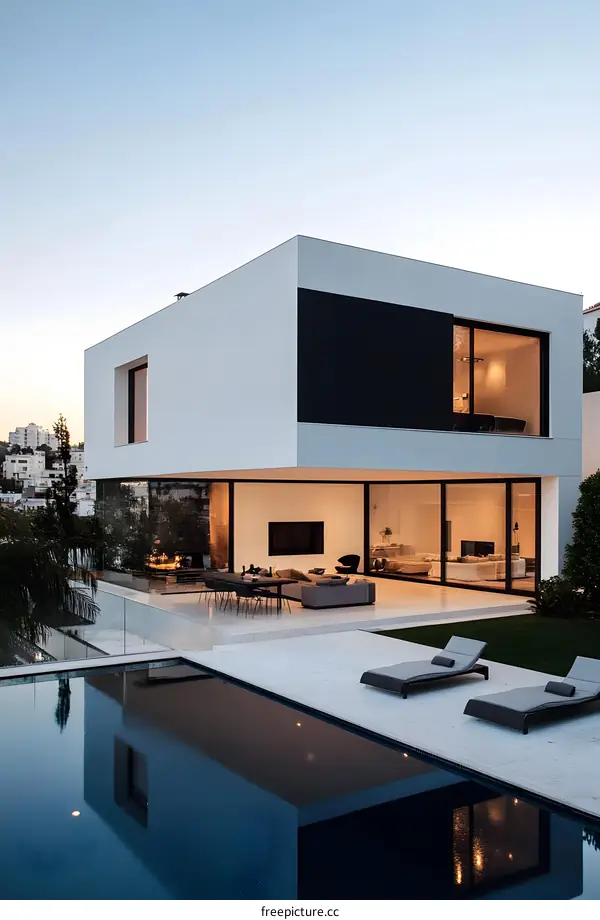 Modern Minimalist House with Infinity Pool and Patio