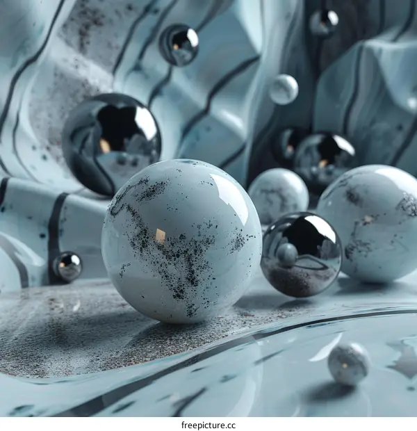Abstract Blue and Silver Sphere Art Design