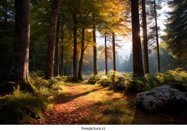 Autumn Forest Pathway Sunlight