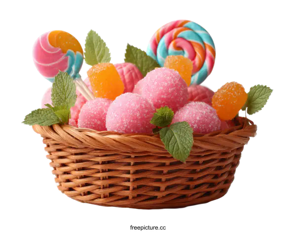 [Transparent Background PNG]Colorful Candies in a Basket