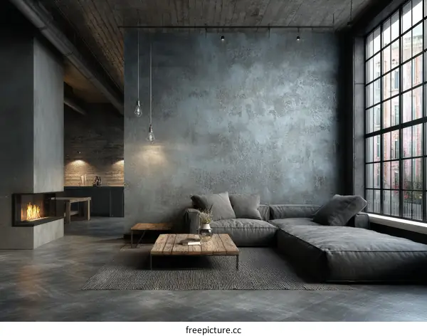 Industrial Loft Living Room Interior Design