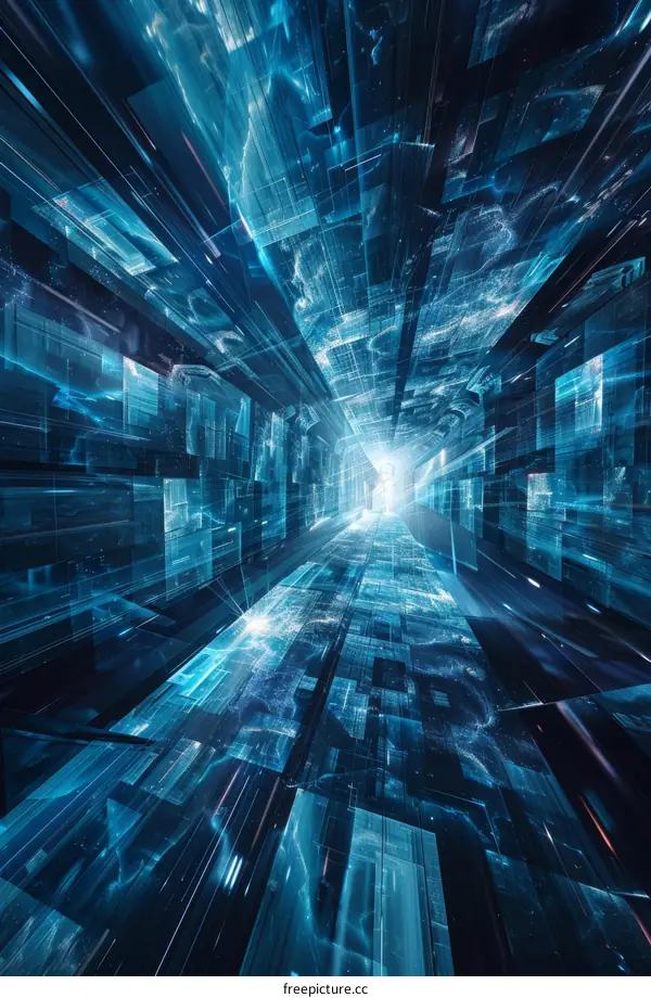 Blue Technology Tunnel Abstract