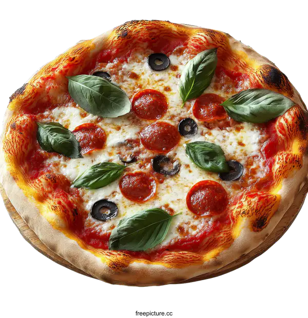 [Transparent Background PNG]Delicious Pepperoni Pizza on Wooden Board