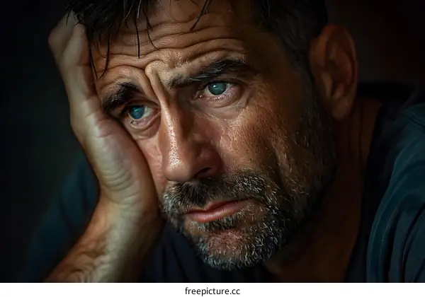 Portrait of a man with a beard and blue eyes