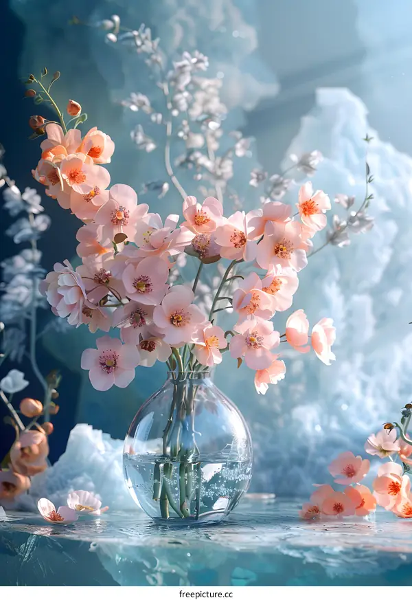 Flowers blooming on ice