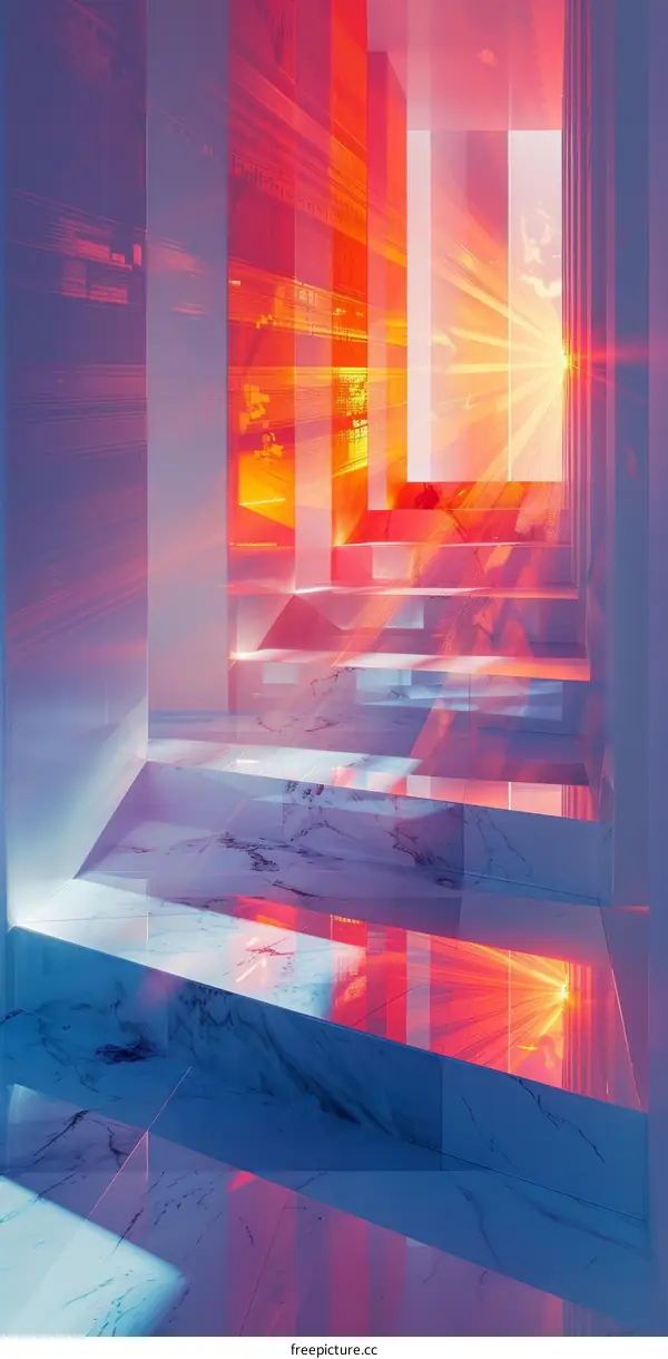 Abstract Cityscape with Blue and Red Lights