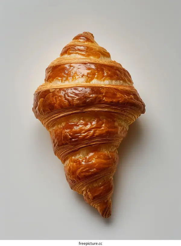 Single croissant isolated on white background