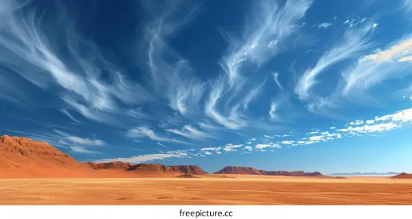 Dramatic Cloud Formations Over Arid Desert Landscape