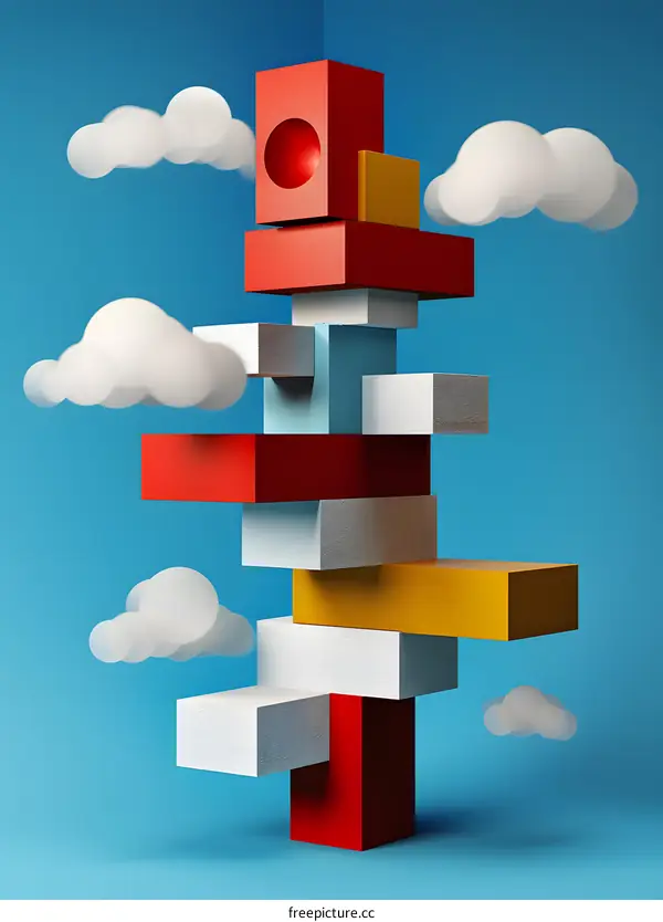 Abstract Geometric Shapes With Clouds