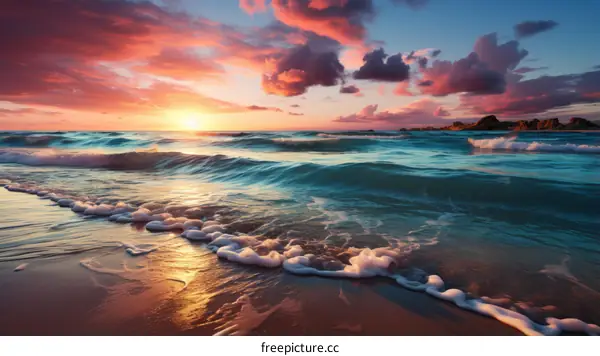 Mesmerizing Sunset on the Tranquil Ocean with Pink Hues