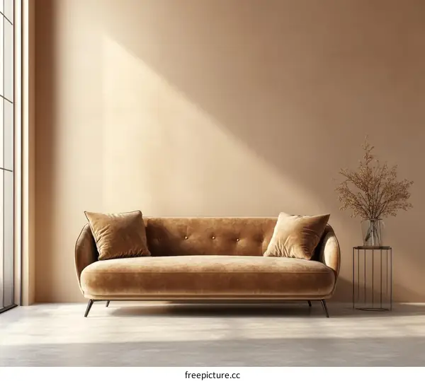 Modern Beige Living Room with Luxurious Sofa