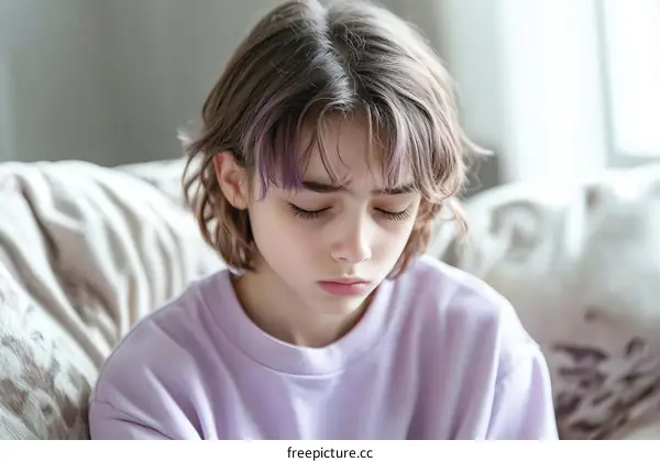 Close-up Portrait of a Pensive Child
