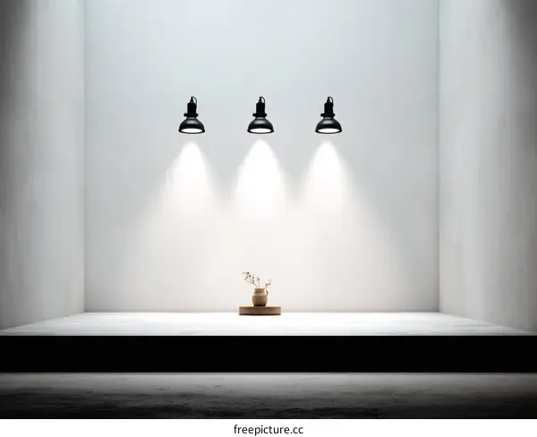 Empty Minimalist Showcase with Lighting