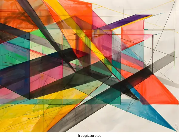Abstract Art with Overlapping Geometric Shapes