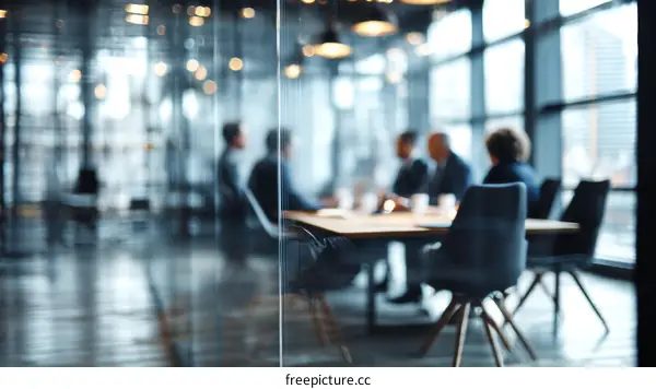 Blurred Business Meeting in Modern Office