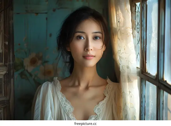 portrait of a beautiful asian woman in traditional chinese clothing