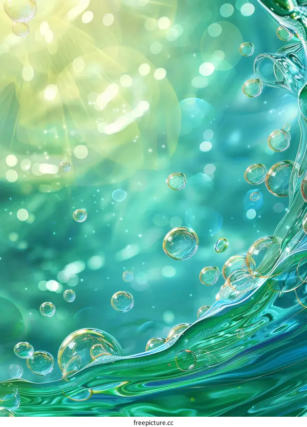 Vibrant Green Ocean Surface with Bubbling Waves
