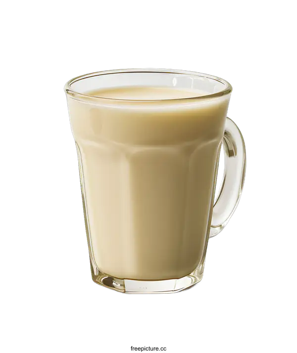 [Transparent Background PNG]Glass of milk on white background