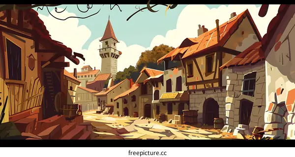 Medieval Town Illustration