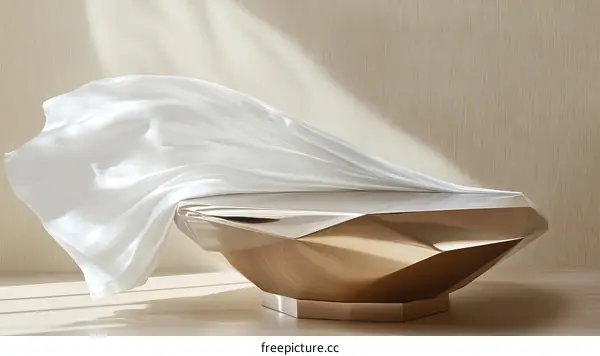 Modern Luxury Gold Coffee Table with Flowing Fabric